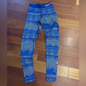 Nike Pro Vibrant Blue and White Leggings